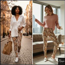 Legging Earthy Tone Crowded Dog Face Mix Pattern