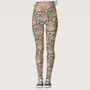 Legging Echeveria Cactus - Pintura acrílica suculenta
