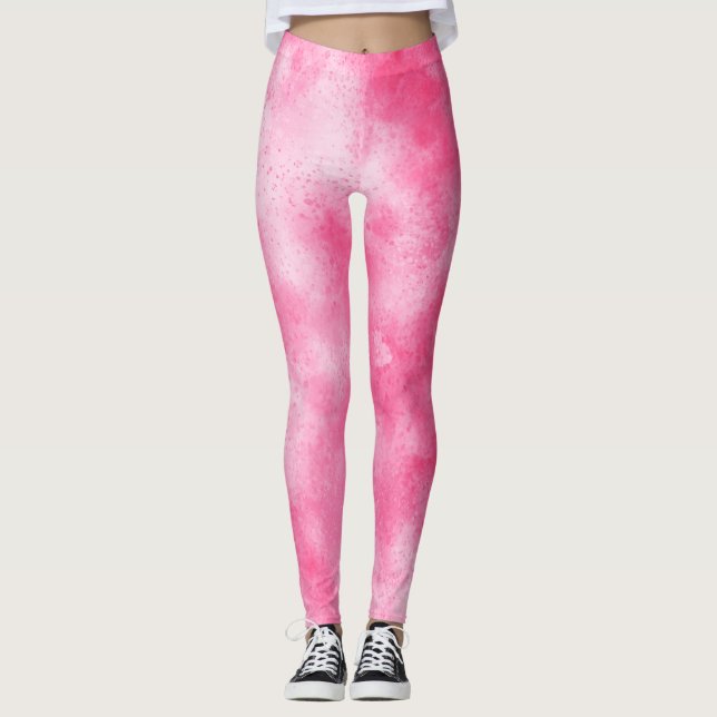 Legging Efeito da nuvem de tempestade na moda Rosa (Frente)