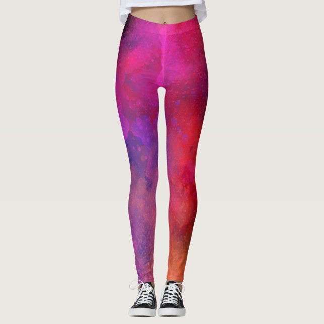 Legging Efeito de Splatter de Tinta Galáxica (Frente)