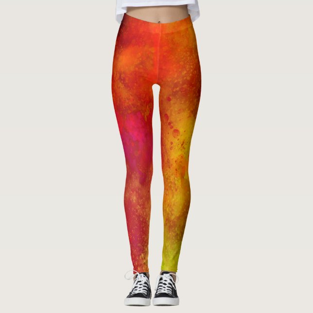 Legging Efeito de Splatter de Tinta Galáxica (Frente)