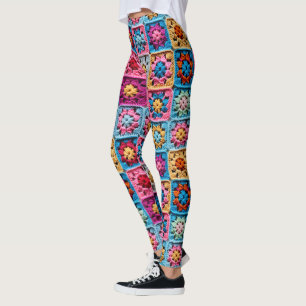 Legging Efeito do Padrão da Praça da Avó Crochet