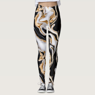 Legging Efeito mármore preto, branco e Dourado Ai
