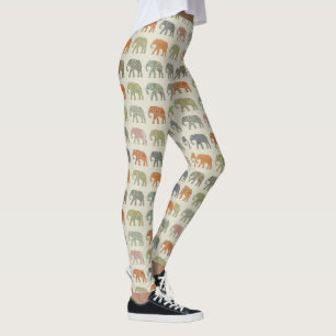 Legging Elefante Colorido Padrão Animal Contemporâneo
