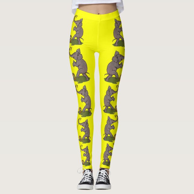Legging elefante feliz brincando com corda e bola (Frente)