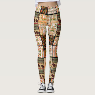 Legging Elefantes Africanos de Patches: Textura Ornamental