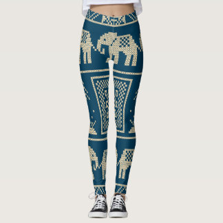 Legging Elefantes africanos Trendy marinho fundo azul