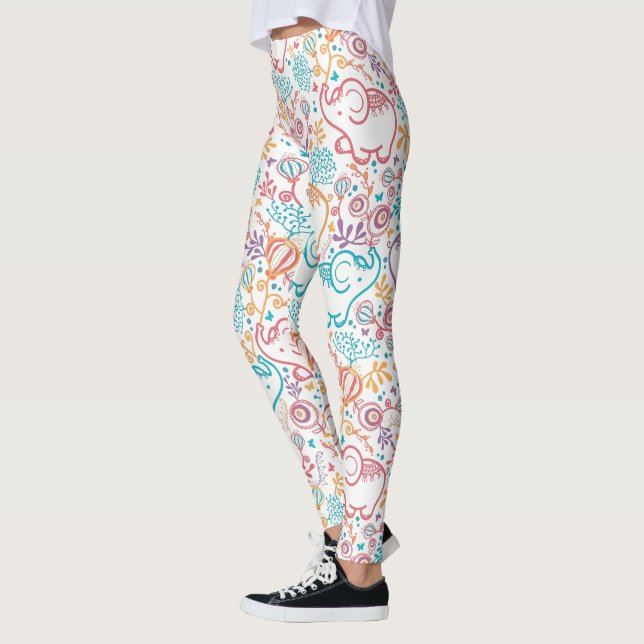 Legging Elefantes Para Bebês E Flores (Esquerda)