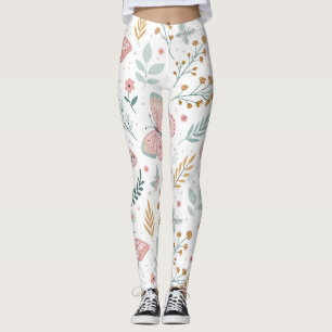 Legging Elegância Botânica Jardim Pastel Borboleta Floral