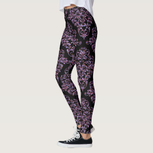 Legging Elegância do Rococo do damasco de Ebonyphylo
