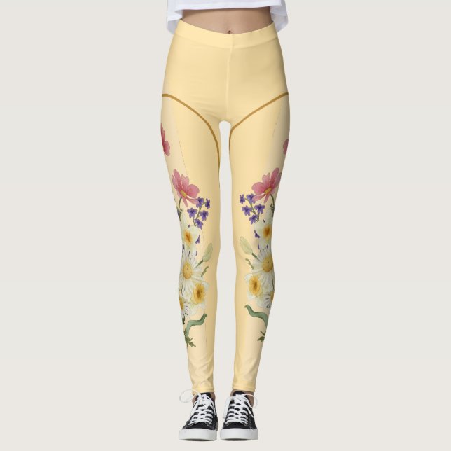 Legging Elegância Floral: Blooming in Harmony (Frente)