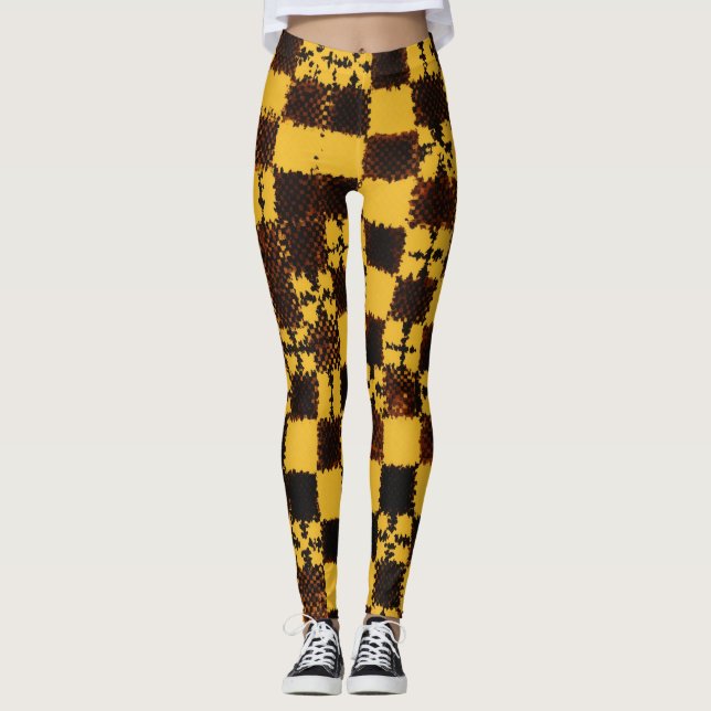 Legging "Elegância Gótica: Design de Quadro de Verificação (Frente)
