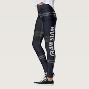 Legging Elegância Meia-Noite Luxo Xadrez Padrão Vol 26