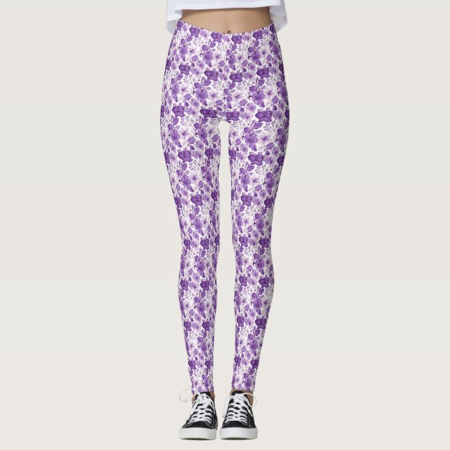 Legging Elegant floral pattern in purple tones (Frente)
