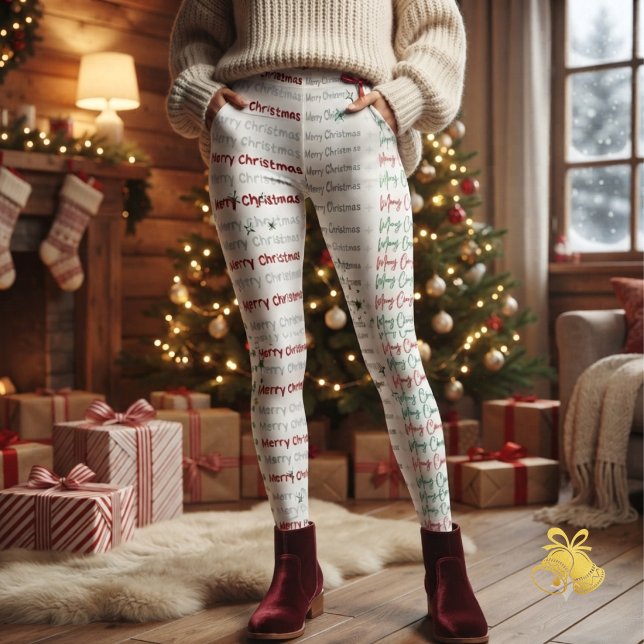 Legging Elegant Merry Christmas Typography  (Criador carregado)