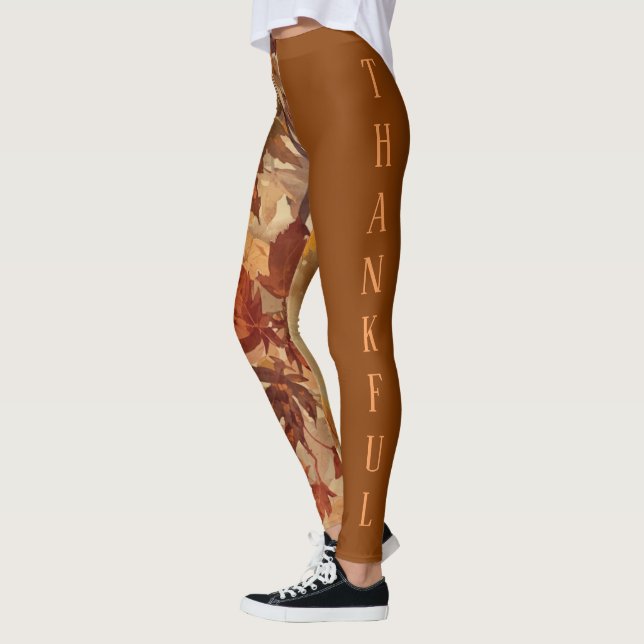 Legging Elegante,Ação de Graças, Folhas de Outono,Rústico, (Esquerda)
