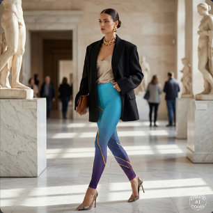 Legging Elegante Arte Fluida Ombré em Ágata Turquesa e Rox