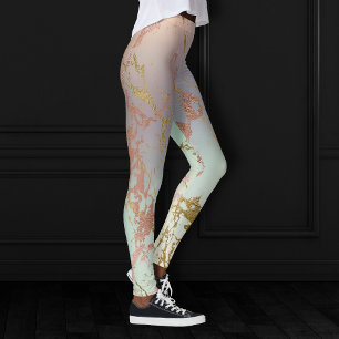Legging Elegante Beige Marble   Mint Sage Green Rosa Doura