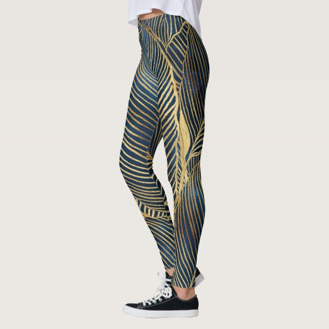 Legging Elegante Blue Leaf Design (Esquerda)