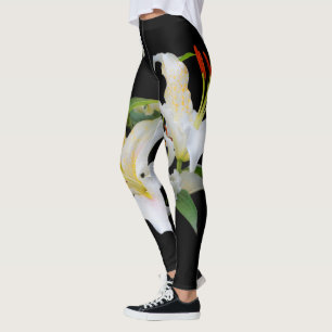 Legging Elegante Casablanca - Lílias Orientais Brancas