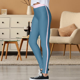 Legging Elegante Clássico Personalizado Listras Rosa Azul 