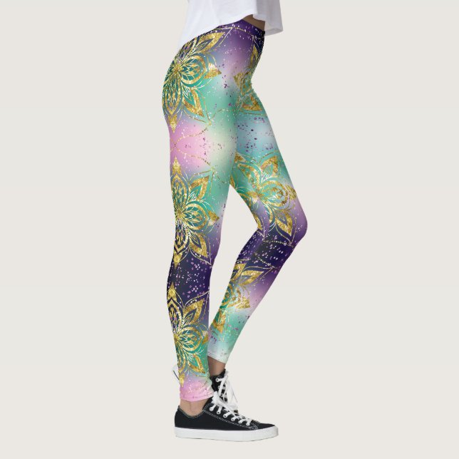 Legging Elegante, cor-de-rosa, feriado roxo, estrelas de f (Direita)