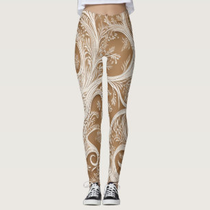 Legging Elegante Design branco intricado em coxas bronzead