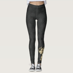 Legging Elegante Elefante Floral Paisley Dourado, Damasco 
