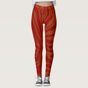 Legging elegante estampa de zebra bege e vermelho