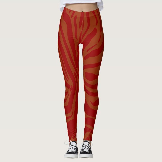 Legging elegante estampa de zebra bege e vermelho (Frente)