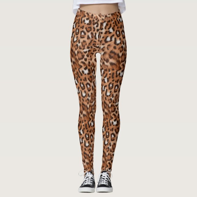 Legging Elegante, Feroz, Leopardo Marrom, Branco e Preto (Frente)