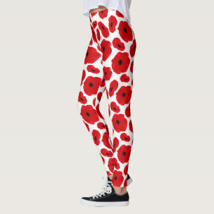 Legging Elegante Flor de Papoula Personalizável