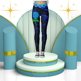 Legging Elegante Girly Marinho Blue Sparkle Abstrato