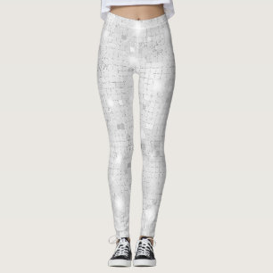 Legging Elegante Glam White Silver Glitz Sparkle