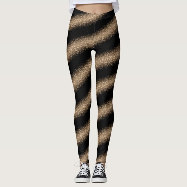 Legging Elegante Glitter Ombre Preto e Dourado (Frente)