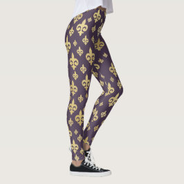 Legging Elegante Lilás & Dourado Fleur-de-Lis | Mardi Gras