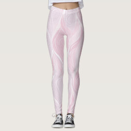Legging Elegante Padrão Abstrato de Rosa Bege Pastel Ondul
