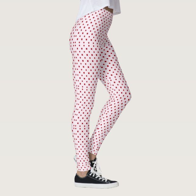 Legging Elegante padrão de bolinhas rosa rubro  (Direita)