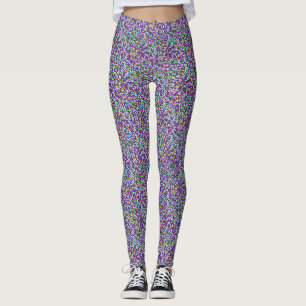 Legging Elegante Padrão de Lantejoulas Chuva de Cores no R