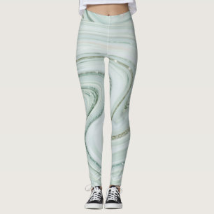 Legging Elegante Redemoinho de Mármore Brilho Prata Brilho