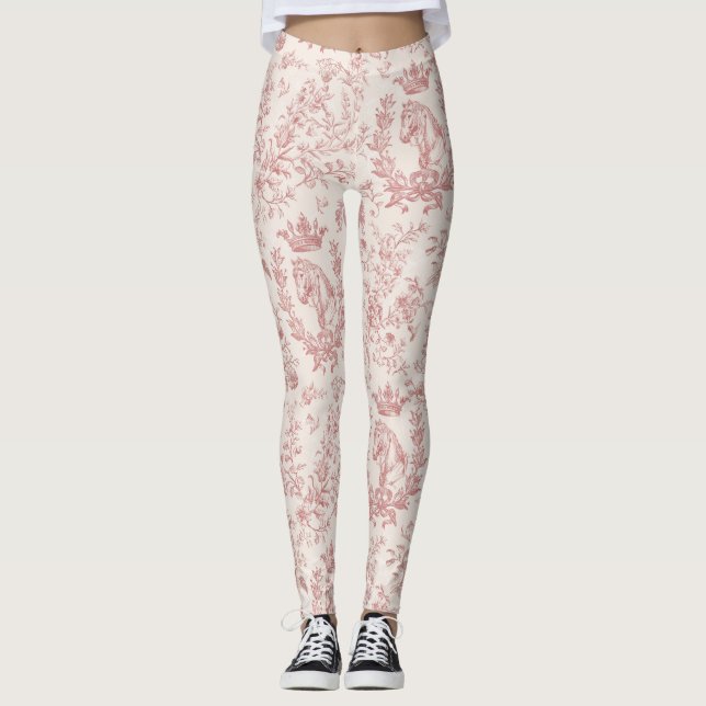 Legging Elegante, Rosa-Rosa, Beige Equestre, Toile Floral  (Frente)