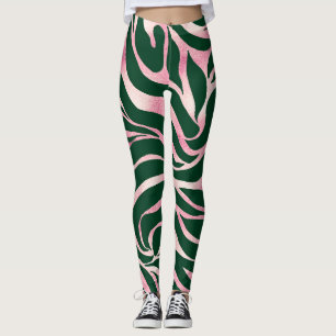 Legging Elegante Rosa Verde Dourada Zebra