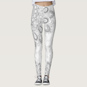 Legging Elegante Silver Glitter Mandala Marble