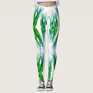 Legging Elegante Verde Aloe Vera Plantas Leguminosas Moder
