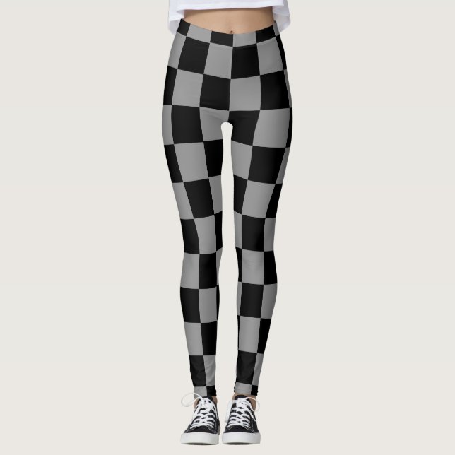 Legging Elegante xadrez preto e cinza (Frente)