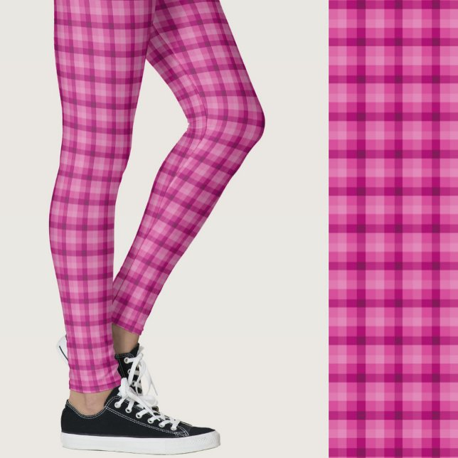 Legging Elegante xadrez rosa padrão geométrico (Criador carregado)