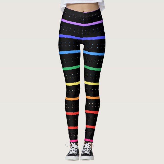 Legging Elegantes Cores Preto e Arco-íris (Frente)
