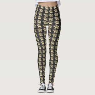 Legging Elegantes Elefantes Florais Paisley Dourados, Dama