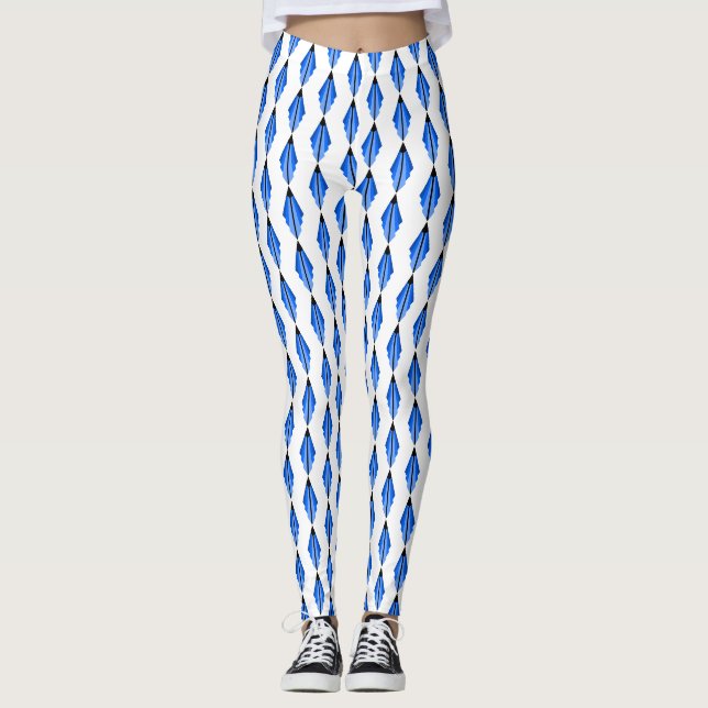 Legging Elemento de deco de arte em azul profundo (Frente)