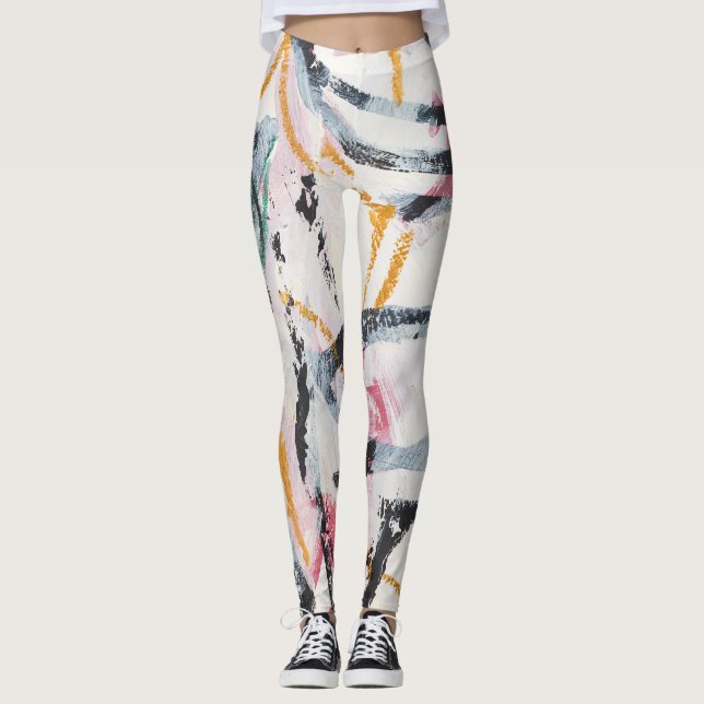 Legging Elemento Design de pintura acrílica (Frente)